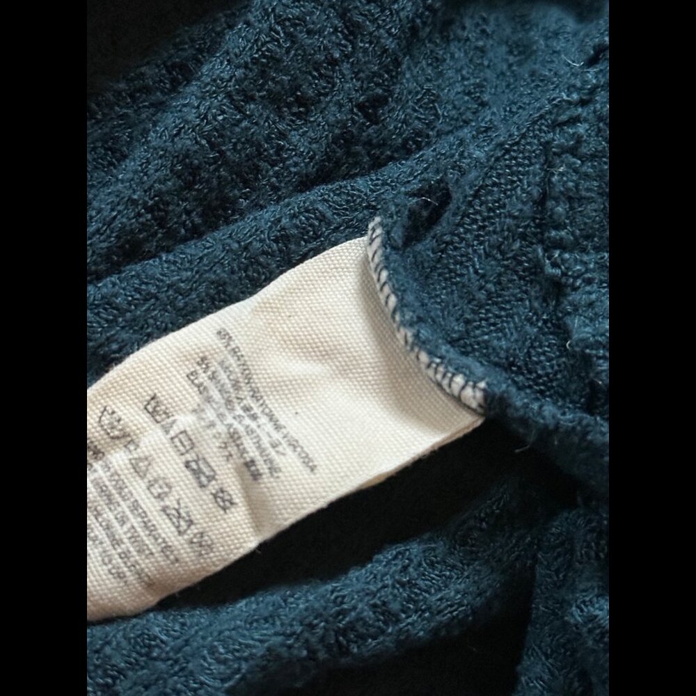 Free People Top XS Womens Blue Teal Crewneck Thermal Knit Long Sleeve - Picture 7 of 8